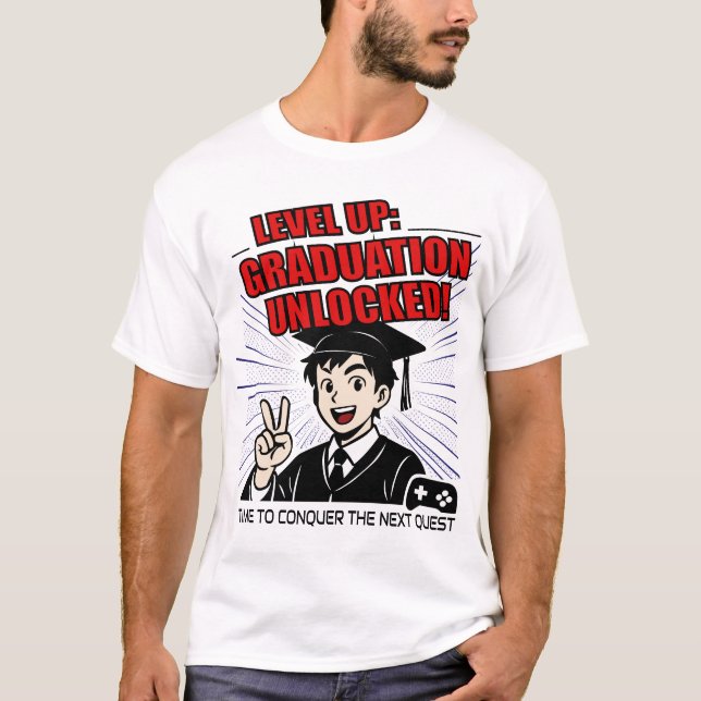Nivå upp: Studenten olåst! Gamer Anime T-Shirt (Framsida)