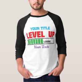 Nivå upp-text med grön laddningsstatus t shirt