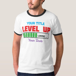 Nivå upp-text med grön laddningsstatus t shirt