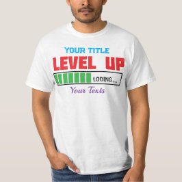 Nivå upp-text med grön laddningsstatus t shirt