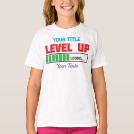 Nivå upp-text med grön laddningsstatus t shirt