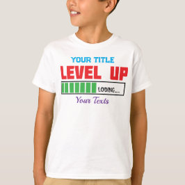 Nivå upp-text med grön laddningsstatus t shirt