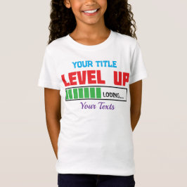 Nivå upp-text med grön laddningsstatus t shirt