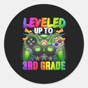 Nivå upp till 3:e Klass Gamer Back to school först Runt Klistermärke