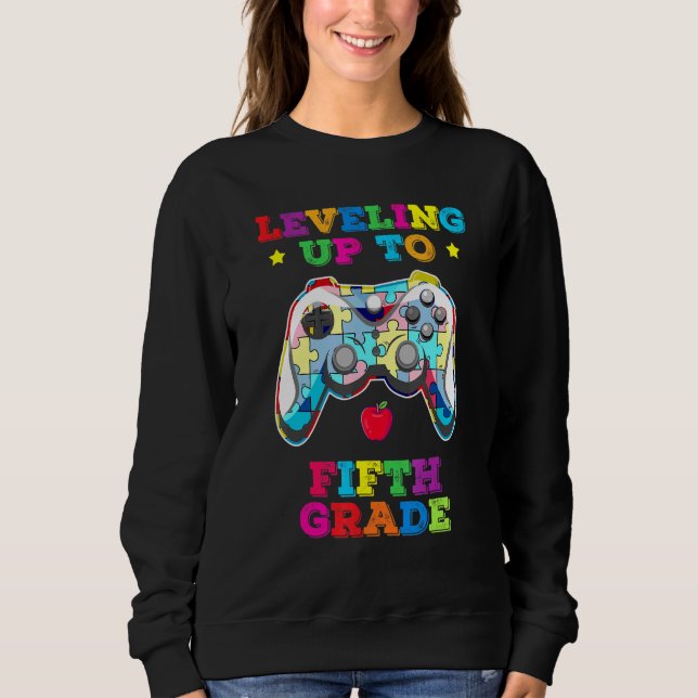 Nivå upp till 5:e Klass Autism Gamer tillbaka till T Shirt (Framsida)