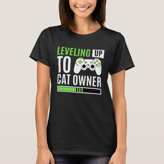 Nivå upp till Kat Owner-spel Baby Kitten T Shirt (Framsida)