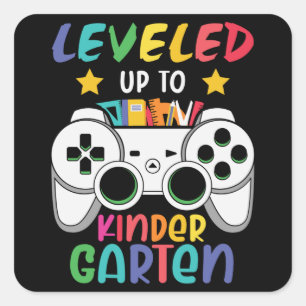 Nivå upp till Kindergarten Back to school Gamer Fyrkantigt Klistermärke