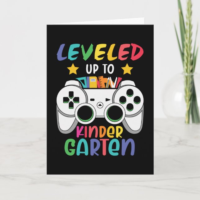 Nivå upp till Kindergarten Back to school Gamer Kort (Framsida)