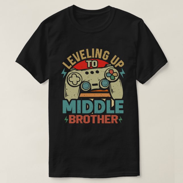 Nivå upp till Mitten Brother Funny Gamer-spel T Shirt (Design framsida)