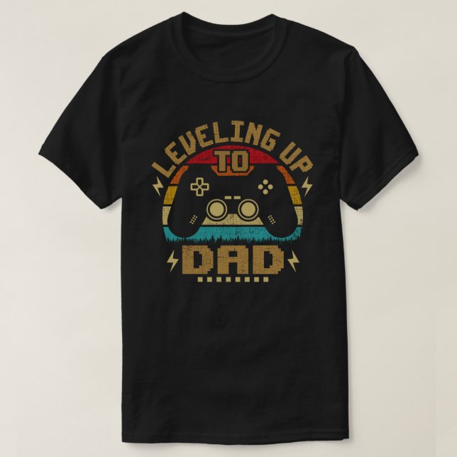 Nivå upp till Pappa-spelspelaren Pappa T Shirt (Design framsida)