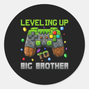 Nivå Upp Till Storebror Tröja Rolig Spelare Pixel Runt Klistermärke