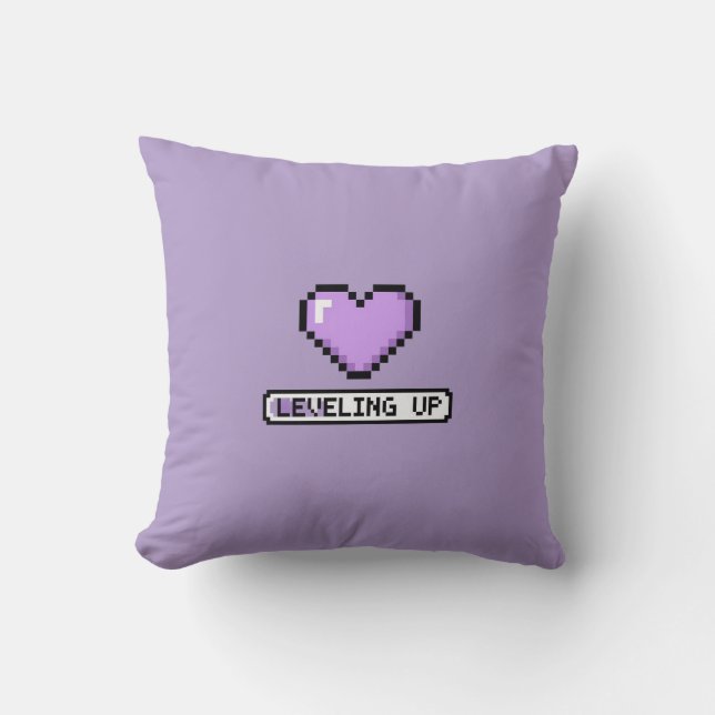 Nivåer upp - Pastel Pixel Gamer Girl Pillow Kudde (Framsida)
