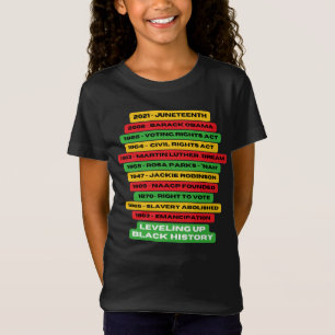 Nivåer upp tidslinje för svart historik t shirt
