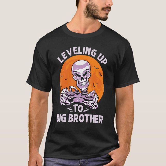 Nivåer upp till Big Brother Gamer-spel Skeleton H T Shirt (Framsida)