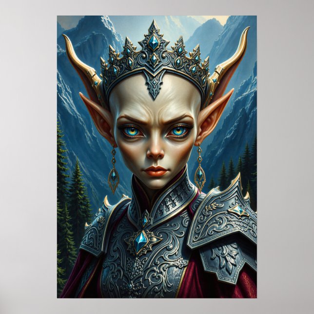 Nivalis Mountain Elf Drottning - Mörk Fantasy Vägg Poster (Framsidan)