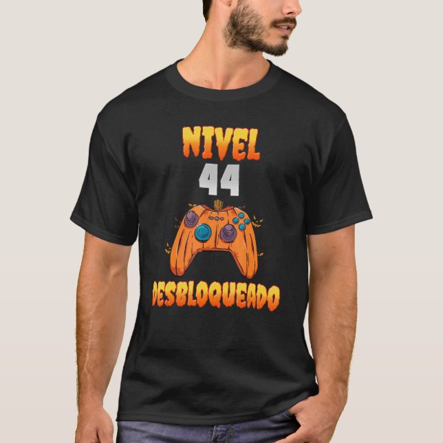 Nivel 44 Desbloqueado 44 Años de Edad Cumpleaños V T Shirt (Framsida)
