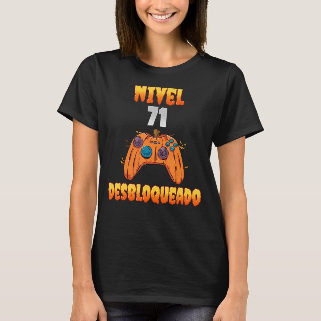 Nivel 71 Desbloqueado 71 Años de Edad Cumpleaños V T Shirt (Framsida)
