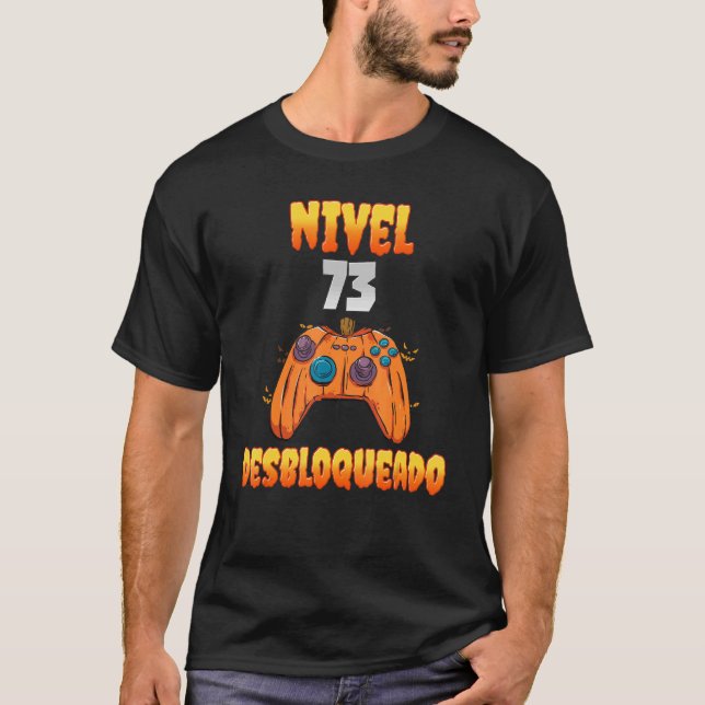 Nivel 73 Desbloqueado 73 Años de Edad Cumpleaños V T Shirt (Framsida)