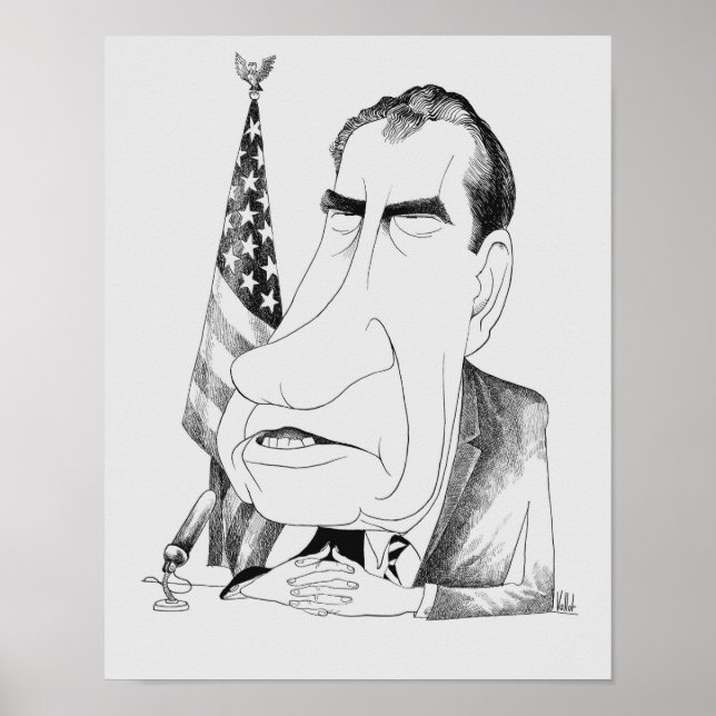 Nixon Caricature - Edmund Valtman - Circa 1970 Poster (Framsidan)