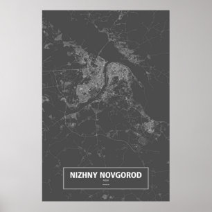 Nizhny Novgorod Ryssland (vit på svart) Poster