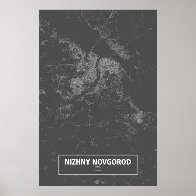 Nizhny Novgorod, Ryssland (vit på svart) Poster (Framsidan)