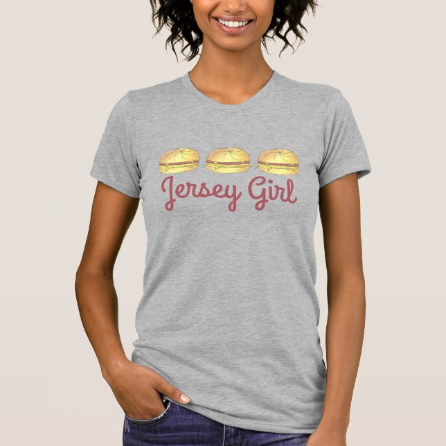 NJ Jersey Girl Gris Roll Breakfast Egg Sandwich T-shirt (Framsida)