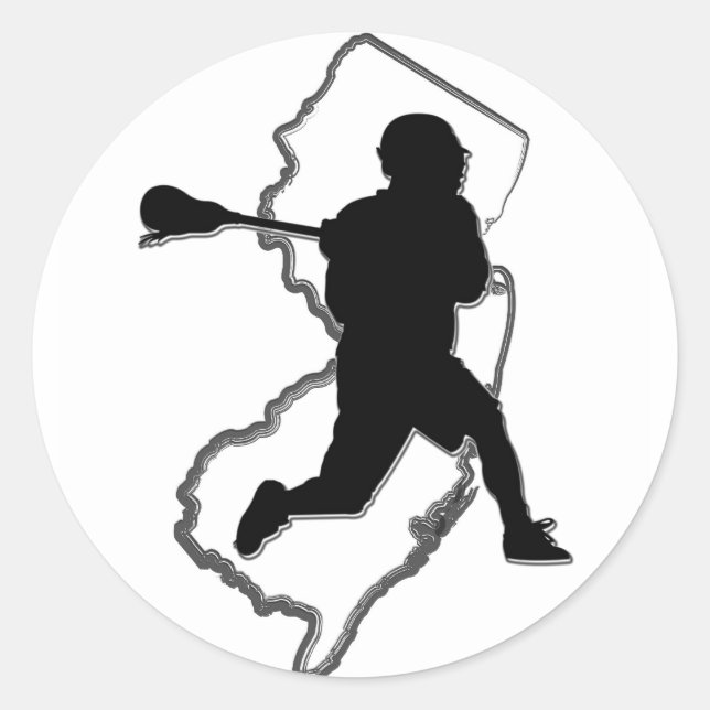NJ Lacrosse Sticker Runt Klistermärke (Framsida)