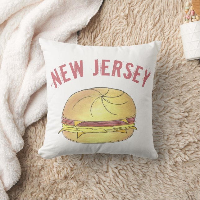 NJ New jersey Gris Roll Breakfast Egg Sandwich Kudde (Filt)