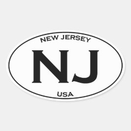 NJ - New jersey USA Oval Logotyp Ovalt Klistermärke