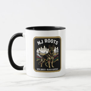 NJ Roots Schäferhund Svart Kulturstolthet Konst Mugg