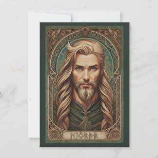 Njordr Norse God Art Flat Thank You Card Tack Kort