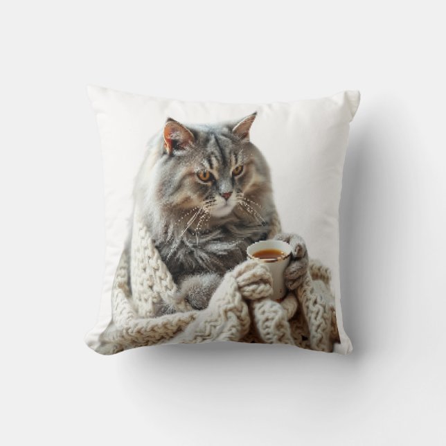 Njoy Cat Winter Tea Kudde (Framsida)
