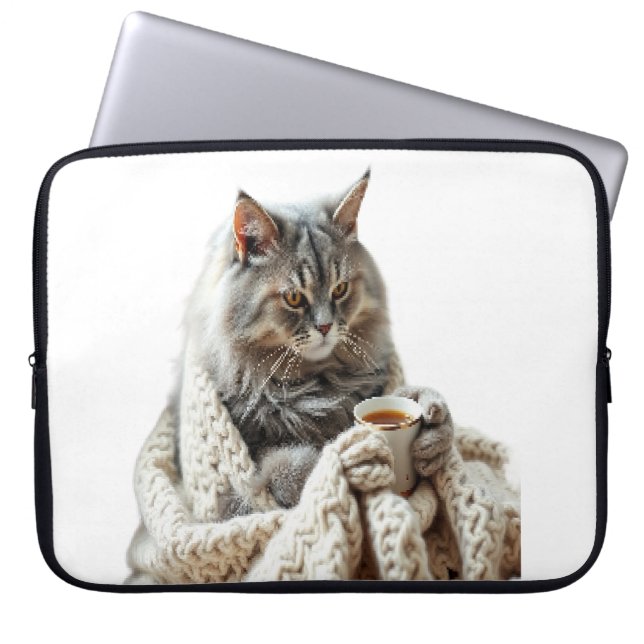 Njoy Cat Winter Tea Laptop Fodral (Framsidan)