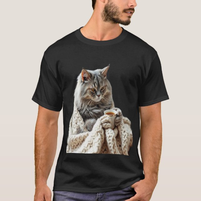 Njoy Cat Winter Tea T Shirt (Framsida)