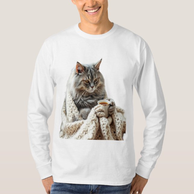 Njoy Cat Winter Tea T Shirt (Framsida)