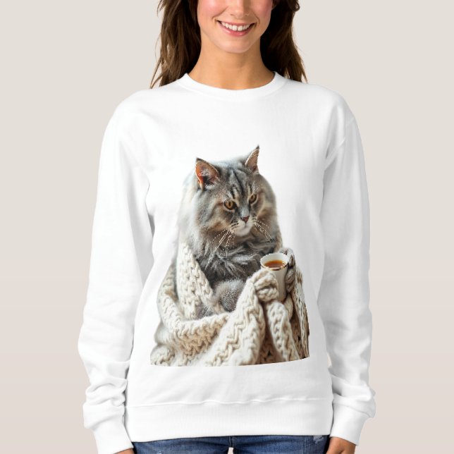 Njoy Cat Winter Tea T Shirt (Framsida)