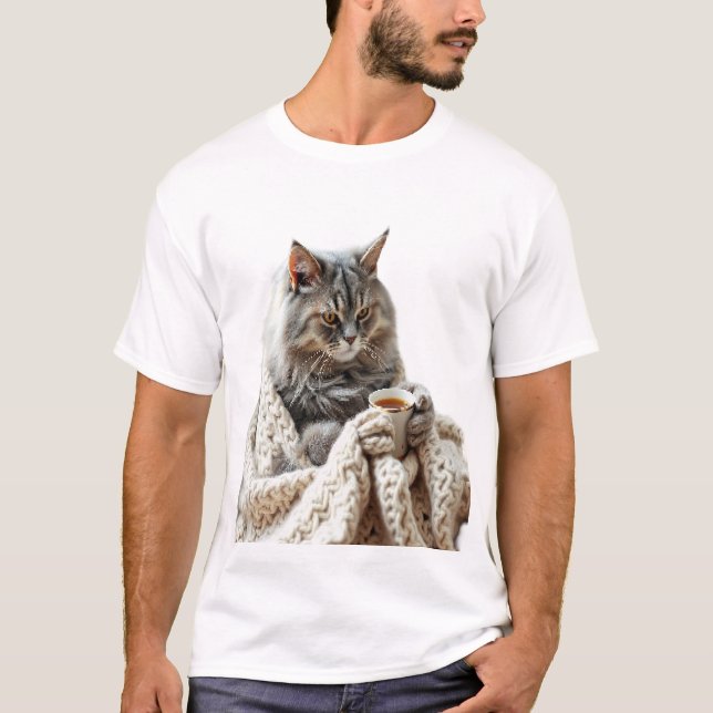 Njoy Cat Winter Tea T Shirt (Framsida)