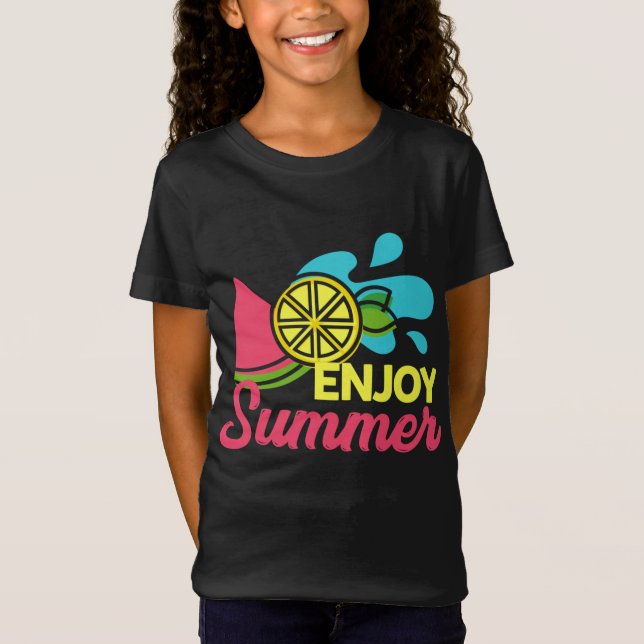 Njoy Summer Watermelon Lime Fruit T Shirt (Framsida)