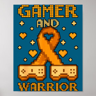 Njurcancer Medvetenhet Gamer Och Krigare Poster