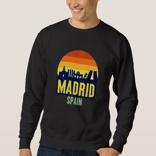 Njut av Bära Coola Madrid Spain Skyline Graphic 1 Lång Ärmad Tröja (Framsida)