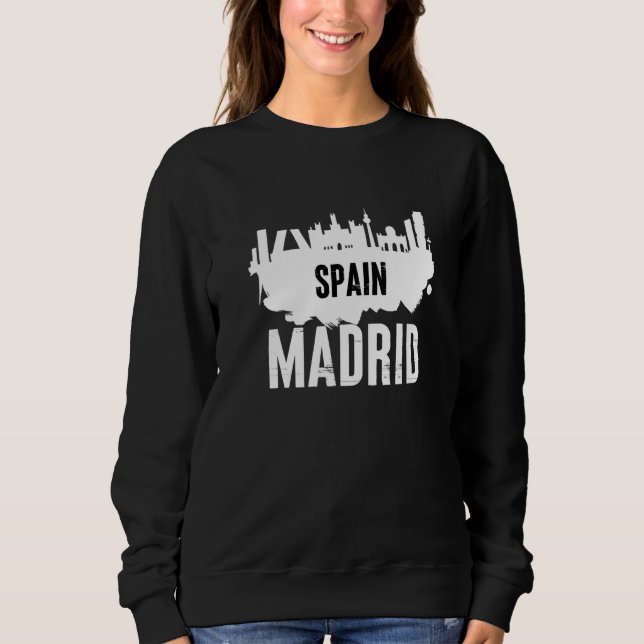 Njut av Bära Coola Madrid Spain Skyline Graphic T Shirt (Framsida)