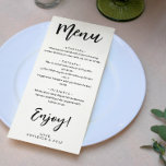 Njut av Charming Calligraphy Elegant bröllop Menu Meny<br><div class="desc">Välja svartvit bröllop-meny med en kombination av ett rent modernt teckensnitt och ett fet svart skript. Lägg till menyn namn och bröllop. Trendigets minimala meny bröllop i svartvitt. Njut av bröllop-personligen med namn.</div>