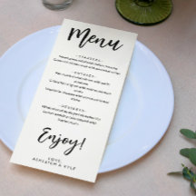 Njut av Charming Calligraphy Elegant bröllop Menu