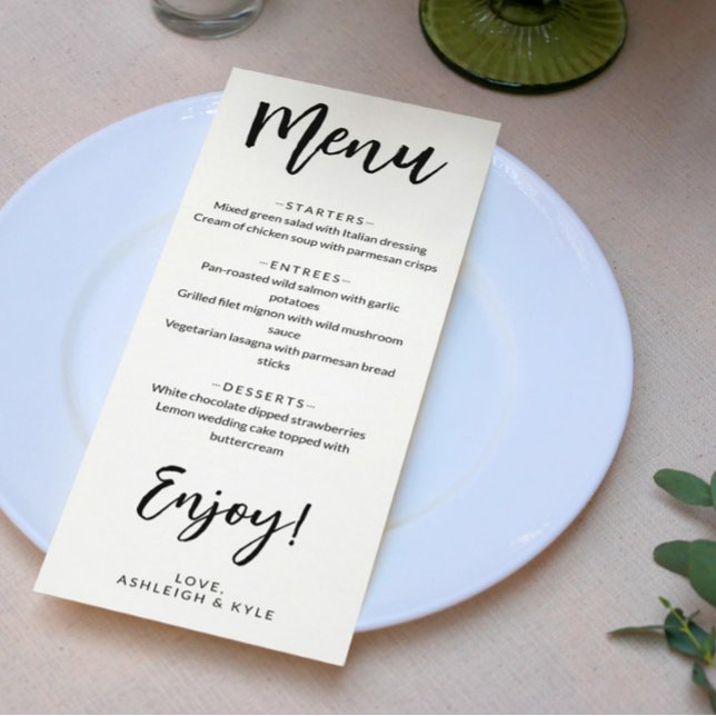 Njut av Charming Calligraphy Elegant bröllop Menu Meny (Skapare uppladdad)