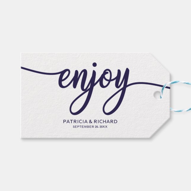 Njut av Chic Calligraphy Bröllopspresent Presentetikett (Framsidan (Horisontell))