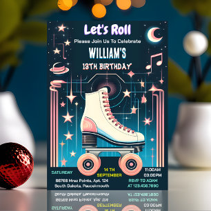 njut av coola pojkar flickor Roller Skating 13:e f Inbjudningar
