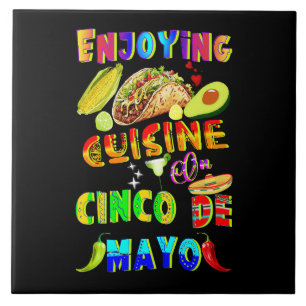 Njut av Cuisineet på Cinco de Mayo Kakelplatta
