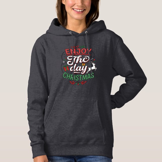 Njut av dagen Julren Present T Shirt (Framsida)