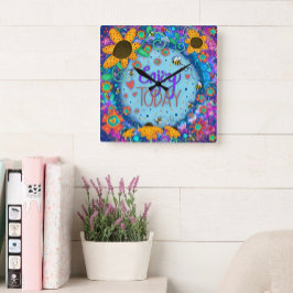 Njut av dagens Roligt Cute Blue Whimsities-inspira Stor Klocka