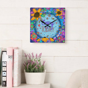 Njut av dagens Roligt Cute Blue Whimsities-inspira Stor Klocka